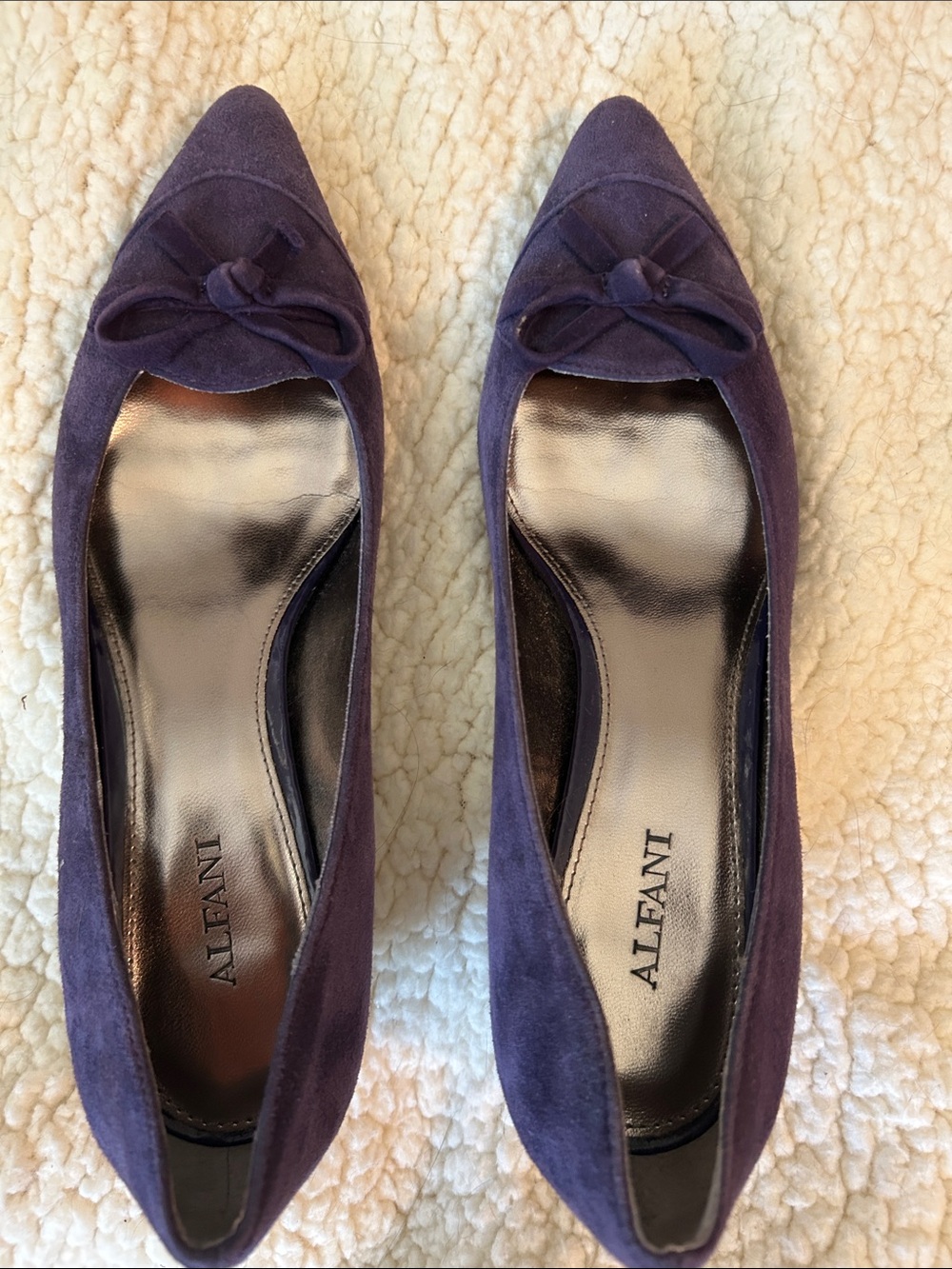 Alfani Women's Purple Suede Pointed-Toe Bow Flats